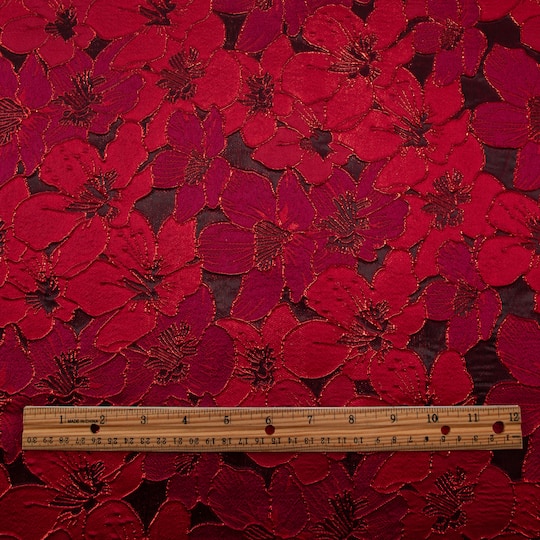 Cosplay by Yaya Han Red Metallic Tonal Floral Brocade Fabric